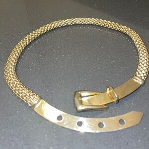 Gold plated semi-round neck belt choker